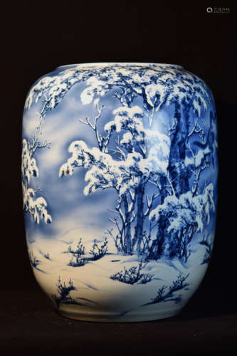 Chinese Studio Porcelain Vase with Monkey Scene