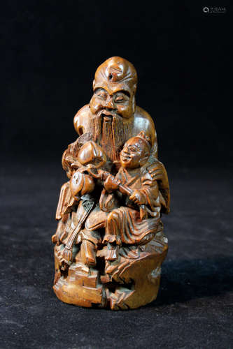 Chinese Bamboo Carving of Shoulao