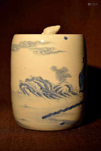 Japanese Hirado Porcelain Covered Urn