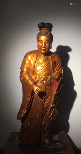 Large Chinese Lacqured Wood Kuanyin