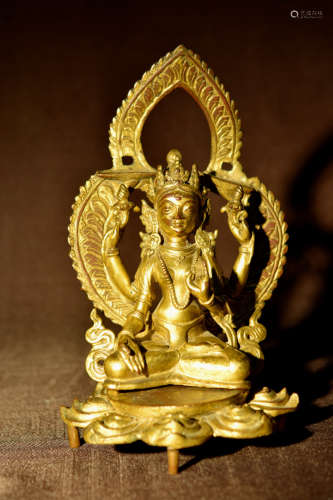 Nepalese Gilt Bronze Buddha