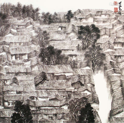 李可染 鄉居一景