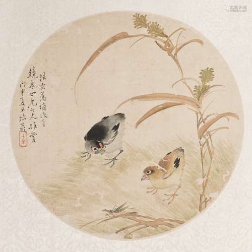 A CHINESE ROUND PAINTING