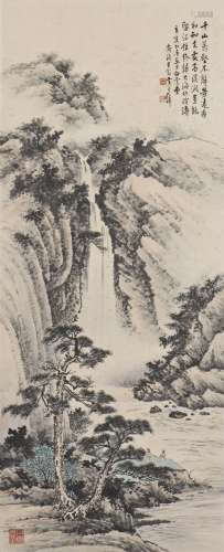 A CHINESE SCROLL PAINTING OF LANDSCAPE MOTIF, AFTER HUANG JUNBI