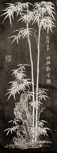 A REPRODUCTION OF REVERSE-INK SCROLL PAINTING OF BAMBOO MOTIF