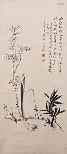 A CHINESE SCROLL PAINTING, AFTER ZHANG DAQIAN