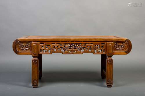 A REDWOOD SCROLL KANG TABLE, KANGJI