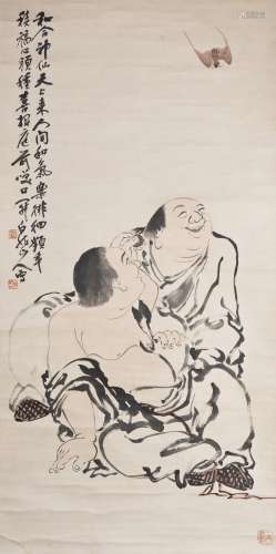 A CHINESE PAINTING OF TWO DEITIES
