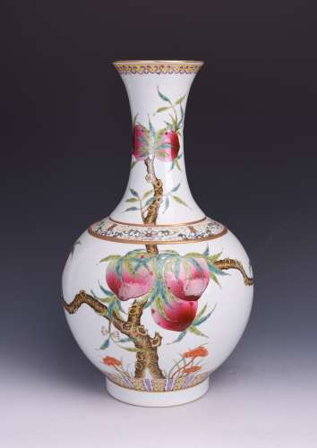 A FAMILLE ROSE PEACH VASE