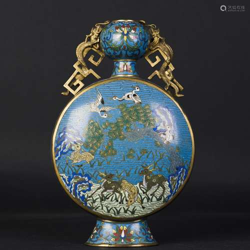 A CLOISONNE MOONFLASK VASE