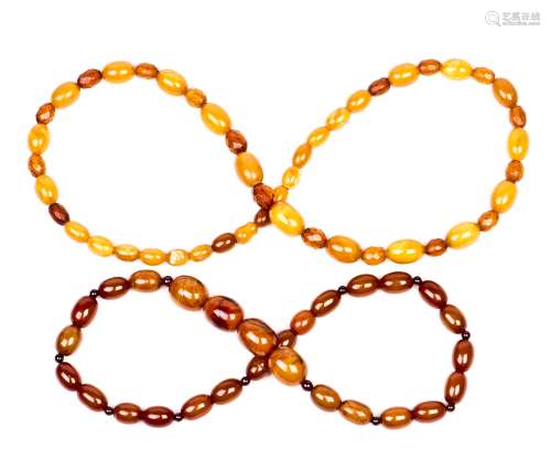 TWO SMALL AMBER NECKLACES