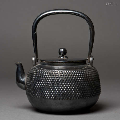 A JAPANESE BLACK SILVER TEAPOT