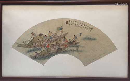 CHINESE ANTIQUE PRINTING WITH FRAME.SIGNED BY WU YOURU