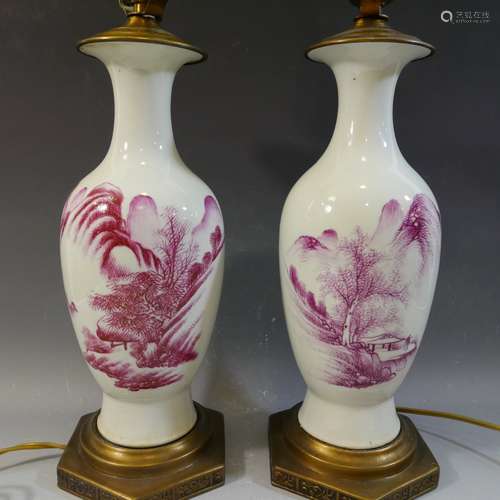 PAIR ANITQUE CHINESE PINK PORCELAIN VASE - REPUBLIC PERIOD