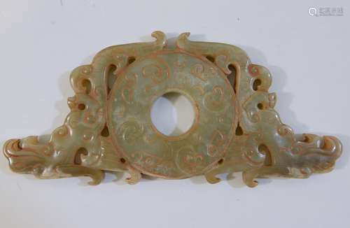 ANTIQUE CHINESE JADE BI PENDANT - HAN DYNASTY