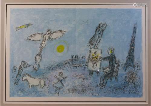 CHAGALL, MARC (1887 - 1985)  ORIGINAL LITHOGRAPH, THE ARTIST AS A PAINTER