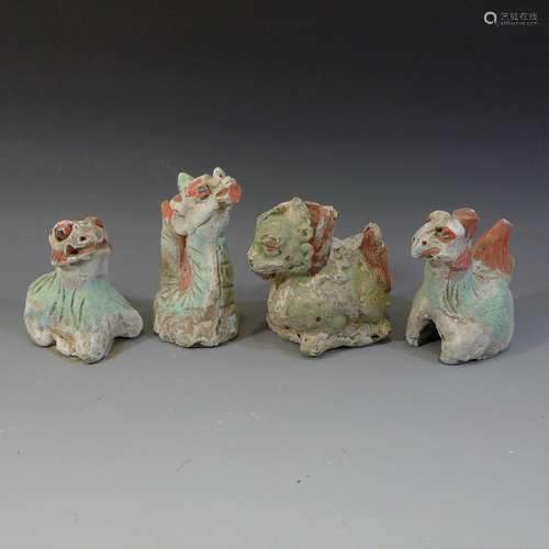 ANTIQUE CHINESE PAINTED POTTERY ANIMAL YUAN DYNASTY 13TH CENTURY