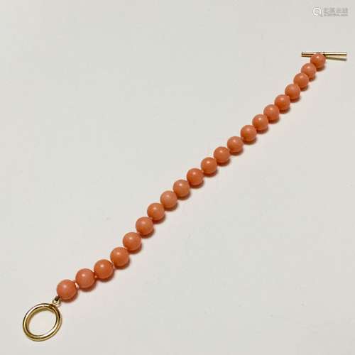 14K YELLOW GOLD CORAL BRACELET