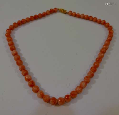 14K GOLD NATURAL RED CORAL BEADS NECKLACE