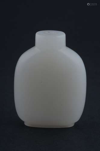 Jade snuff bottle. China. 18th/19th century. Pure white stone. 2-1/2