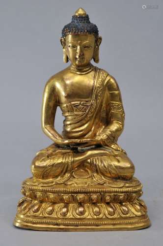 Gilt bronze image of Amida Buddha. China. 18th/19th century. 6-1/2