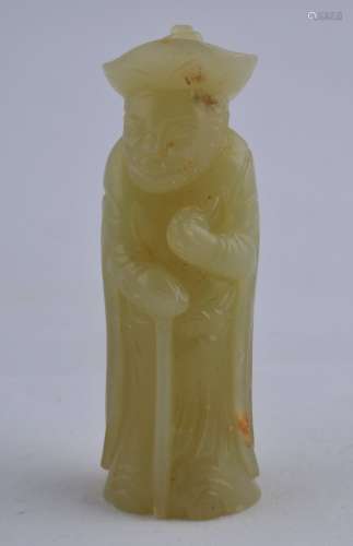 Jade pendant. China. 19th century. Yellow stone carved as a standing figure. 2-1/2