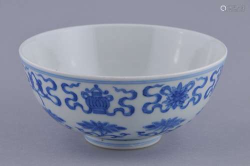 Porcelain bowl. China. Kuang Hsu mark and probably of the period. Underglaze blue decoration of the 