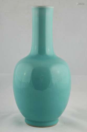 Porcelain vase. China. 20th  century, Bottle form.  Claire de Lune glaze. Ch'iene Lung mark. 12