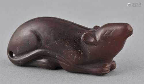 Jade carving. China. Ming period. Red stone. Study of a mouse. 2-1/2