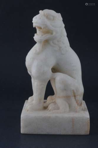 Marble lion. China. Probably T'ang period. (618-920). Evidence of burial and long immersion. 6