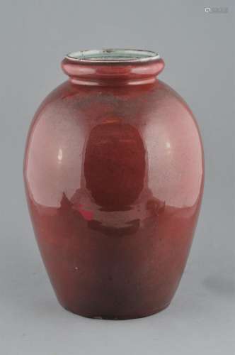 Porcelain jar. China. 19th century. Copper red glaze. 9