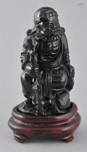 Onyx carving. China. 20th century. Seated figure of the Immortal- Li Tieh Kuai. 2-1/2