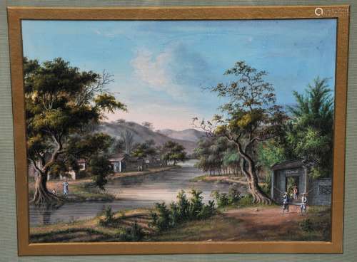Chinese Export painting. Circle of Tinqua. 19th century. Gouache on
paper.