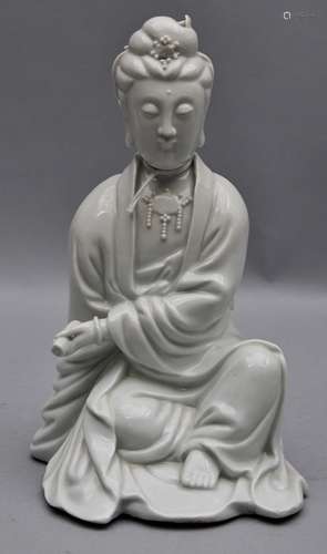 Porcelain figure. China. 18th century. Te Hua ware. Seated figure of the Goddess of Mercy. Kuan Yin. 9