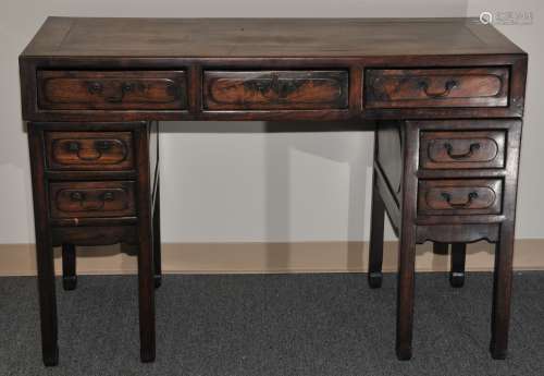 Pedestal desk. China. 19th century. Rosewood. 49