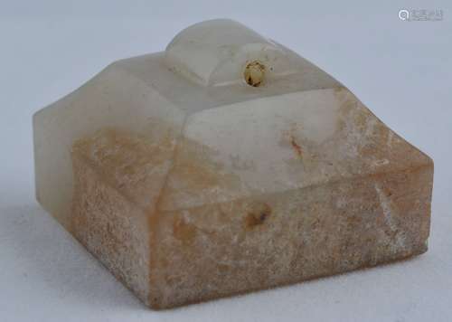 Jade seal. China. Probably Han period. White stone with calcified areas. 1