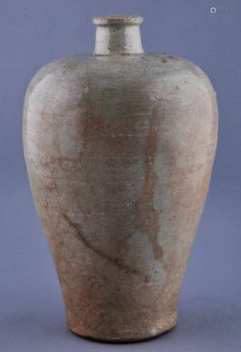 Stoneware vase. Korea, Koryo period. 13th century. Maebyong shaped. Pale celadon glaze. 12