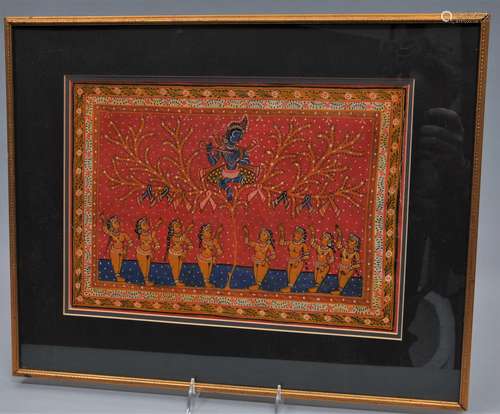 Indian miniature painting. 19th century. Krishna and the Gopis . 14