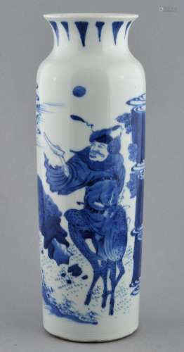 Porcelain vase. China. 20th century. Transitional style. Underglaze blue decoration of Shu Ko The Demon Queller. 11-1/2