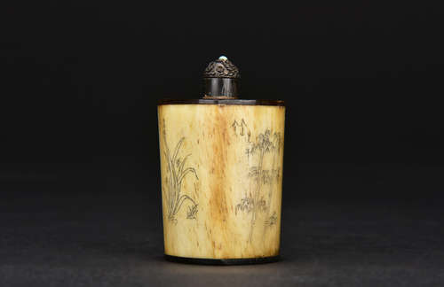 CARVED 'POETRY AND PAINTINGS' SNUFF BOTTLE