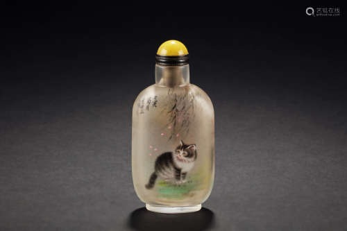 INSIDE PAINTED 'CATS' SNUFF BOTTLE