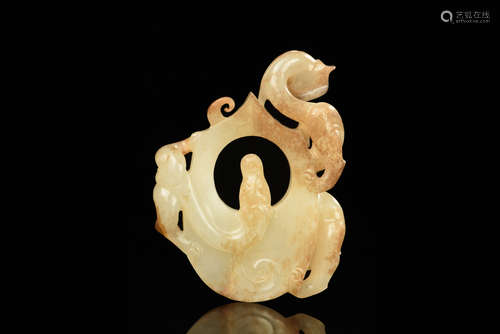 JADE CARVED 'CHILONG' PENDANT, BI