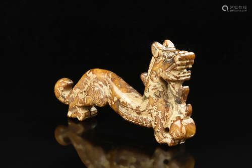 JADE CARVED 'DRAGON' FIGURE