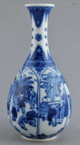 Porcelain vase. China. 20th century. Underglaze blue decoration of children playing. 7