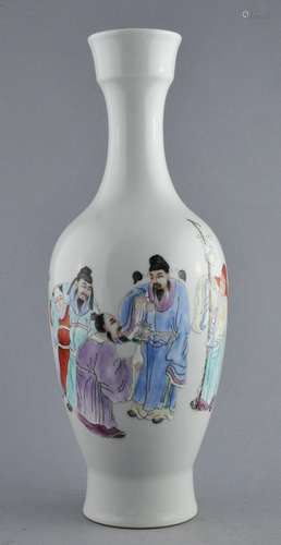 Porcelain vase. China. Hung Hsien mark (1915) and probably of the period. Famille Rose decoration of Li Po and friends. 12