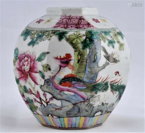 Porcelain vase. China. 19th century. Famille Rose decoration of birds and flowers. 5