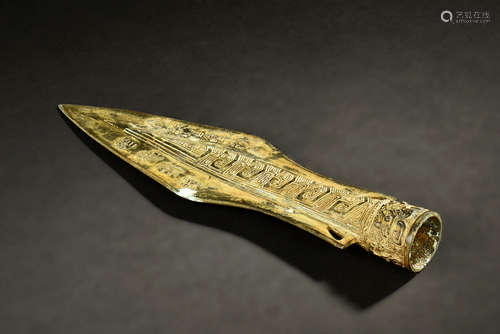 ARCHAIC BRONZE RITUAL SPEAR TIP, QIANG