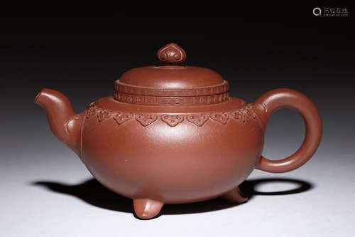 YIXING ZISHA TRIPOD TEAPOT