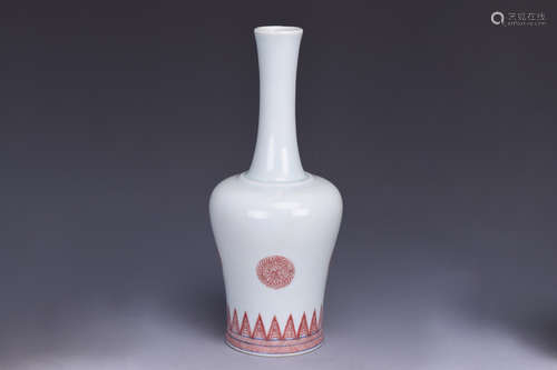 UNDERGLAZED RED BOTTLE VASE