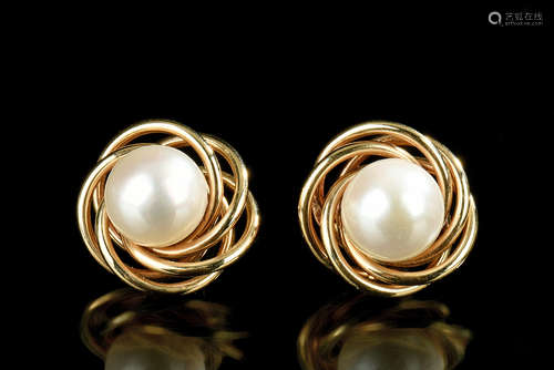 14K YELLOW GOLD CULTURED PEARL EARRINGS